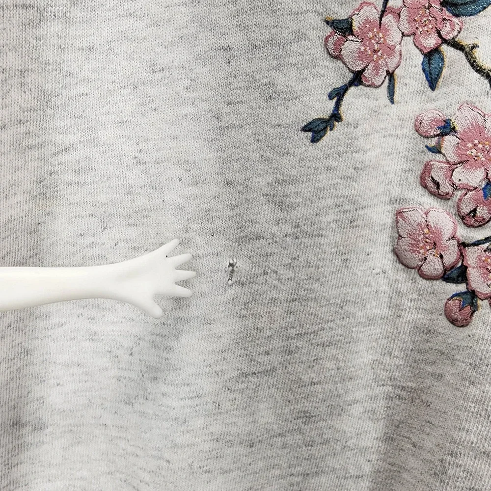 Vintage Morning Sun Woman Gray Kitten Bluebird Graphic T-Shirt 3X Made in USA
